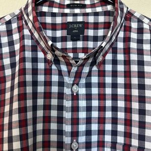 J. CREW | Slim Fit Casual Shirt | Mens | Large | Blue, Red & White Plaid
